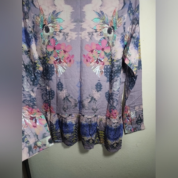 Tolani Collection Tunic Top Purple Boho Southwestern - Picture 12 of 16
